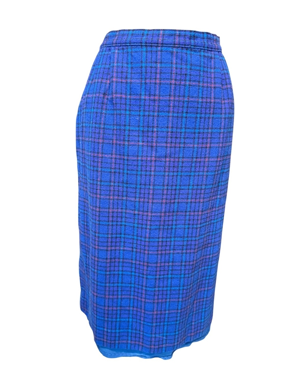 Pendleton Blue Plaid Virgin Wool Pencil Skirt